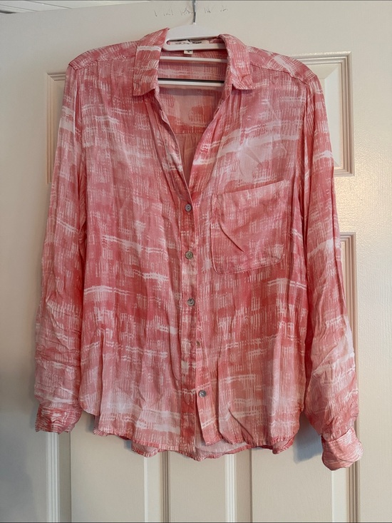 Anthropologie Tops - Anthropologie Pink and White Brushstroke Shirt